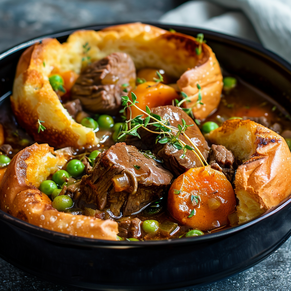 beef stew with yorkshire puddings