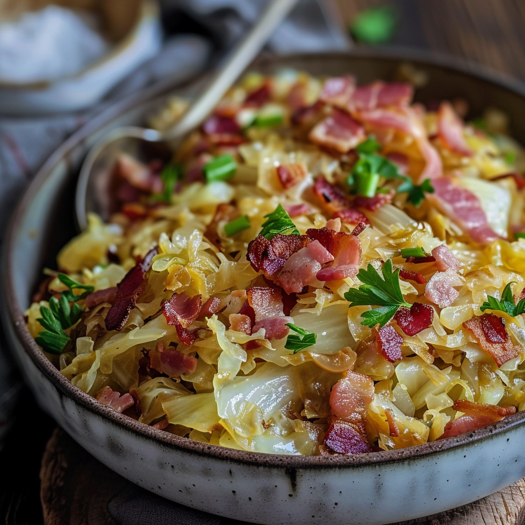 fried cabbage with bacon