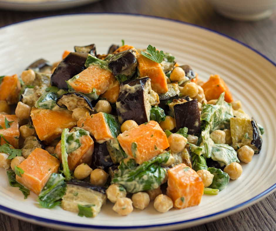 aubergine chickpea salad