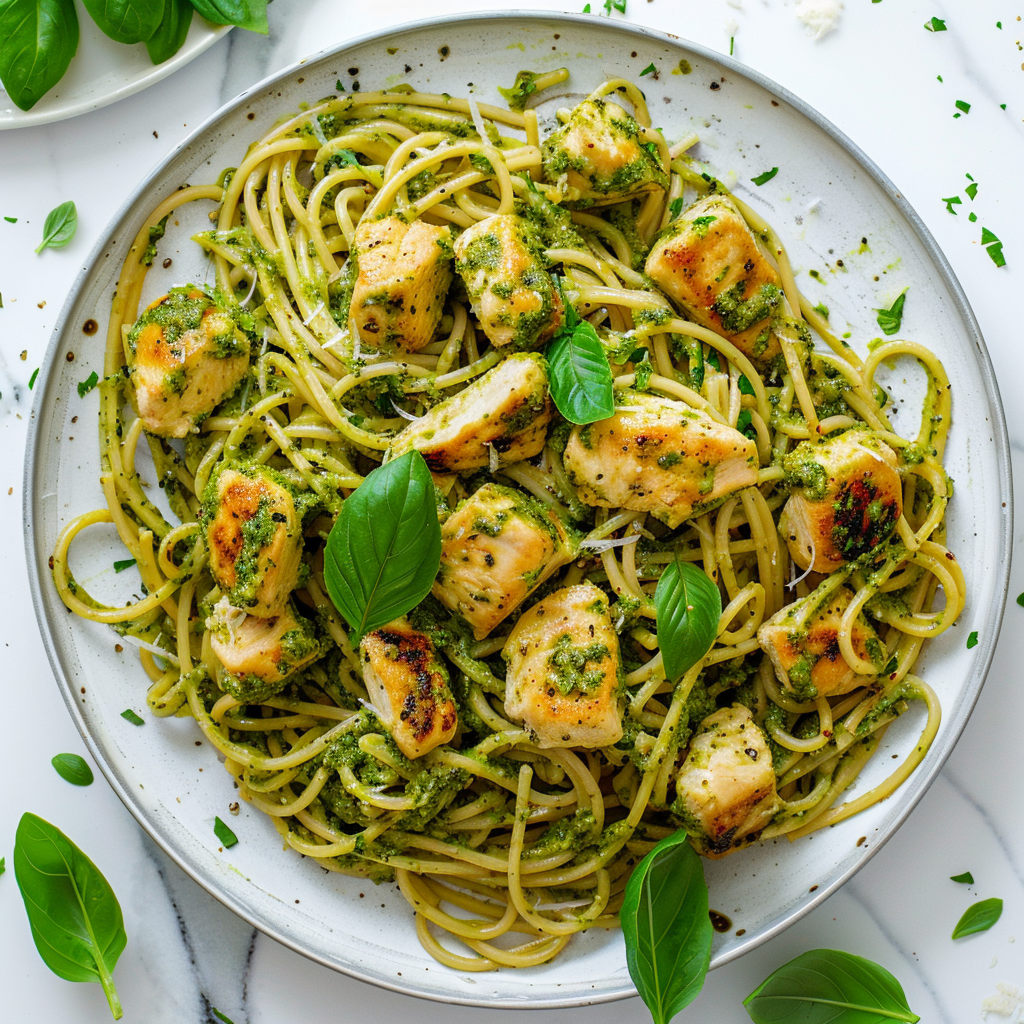 chicken with dairy free pesto avocado sauce