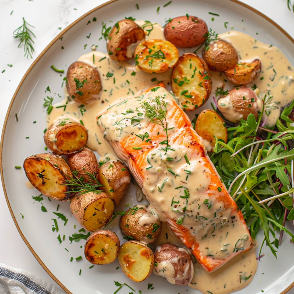 salmon with white wine sauce
