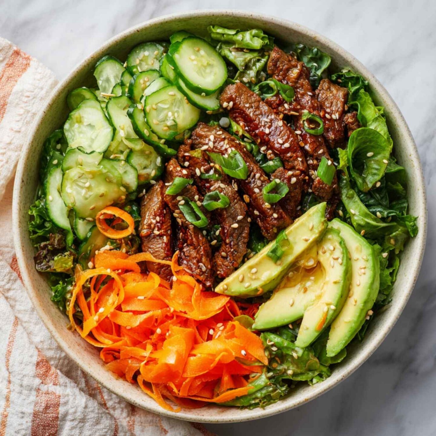 korean gochujang steak salad