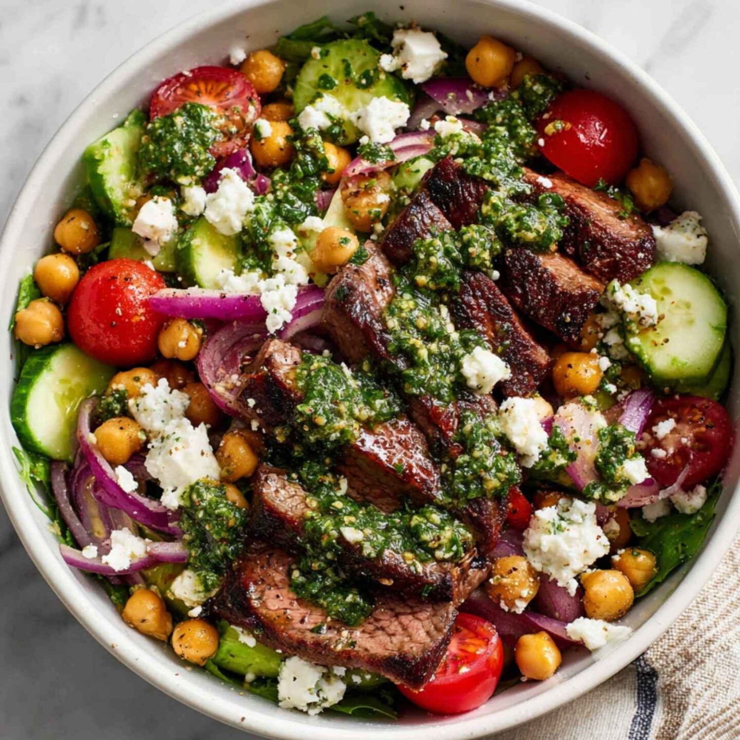 steak dense bean salad