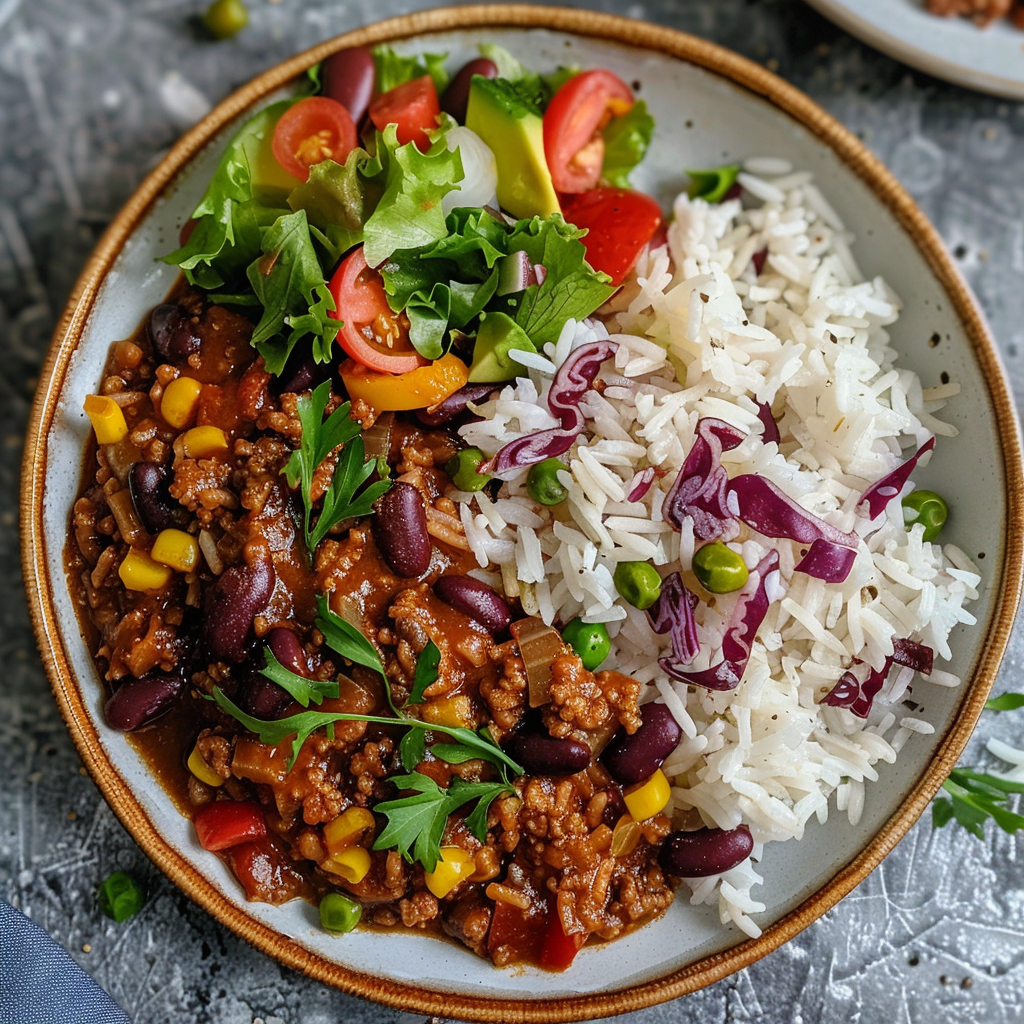 chilli with salad
