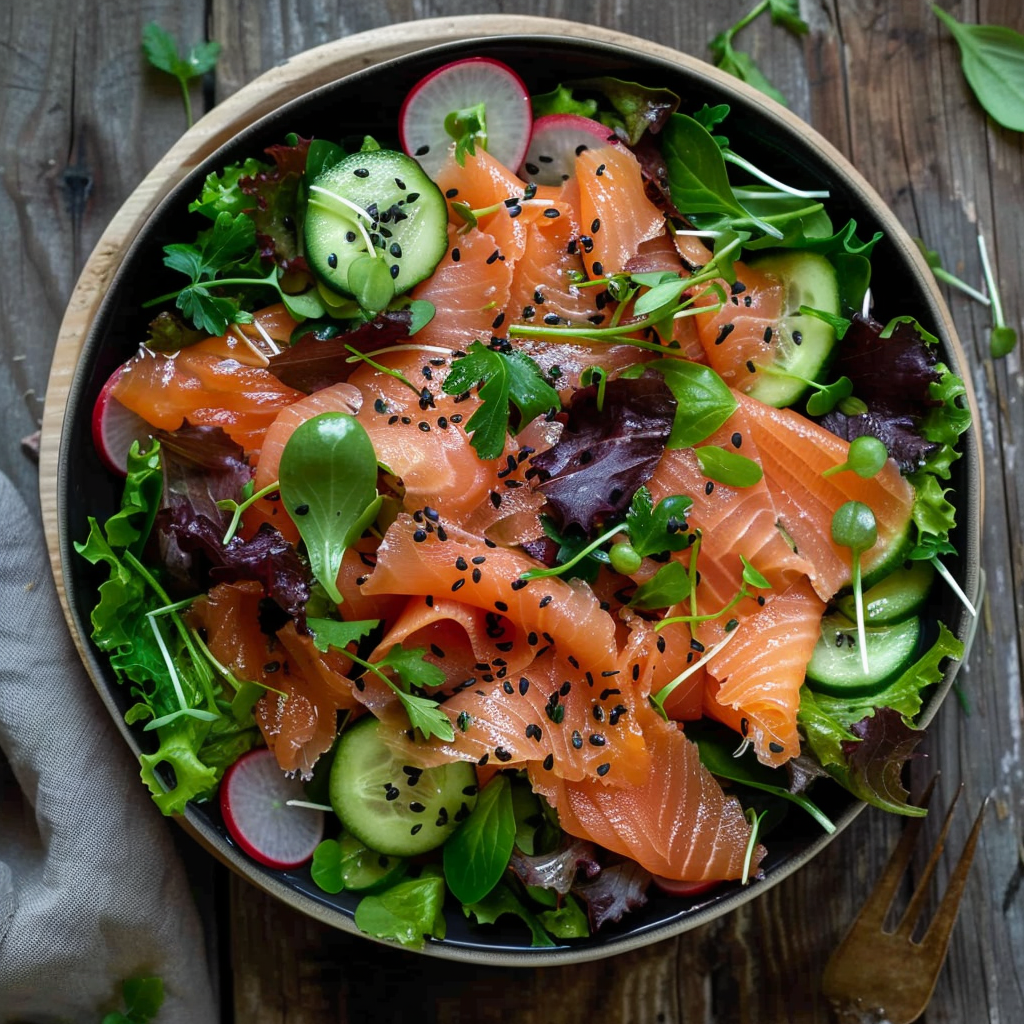 salmon salad with dressing