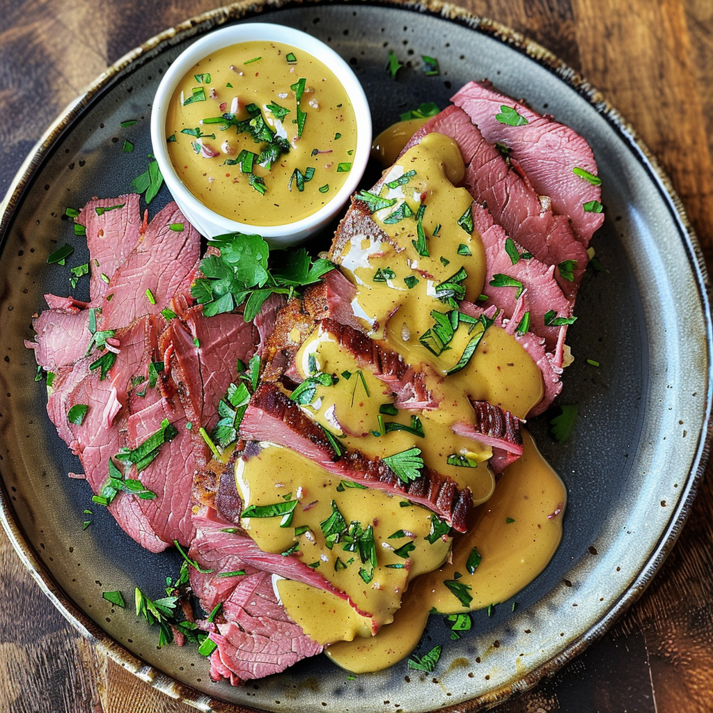corned beef with mustard sauce