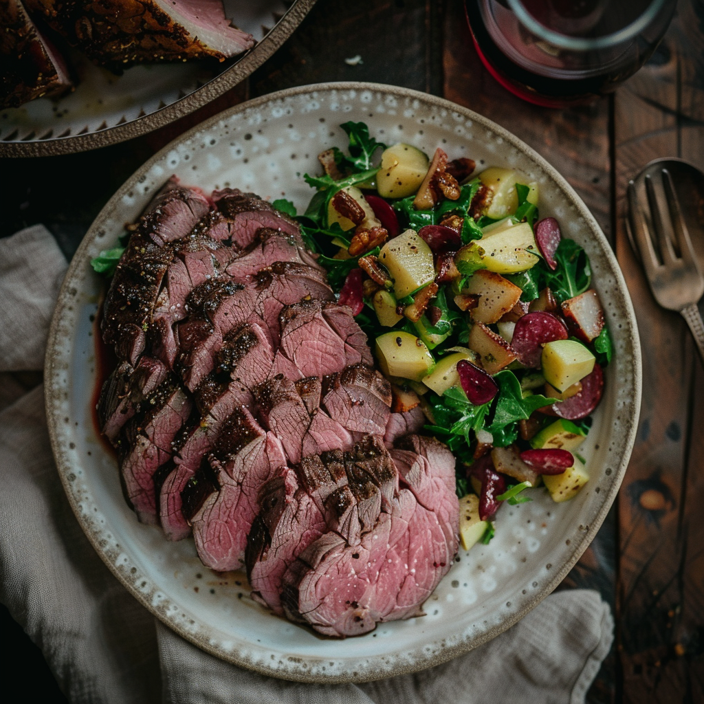 roast beef with salad