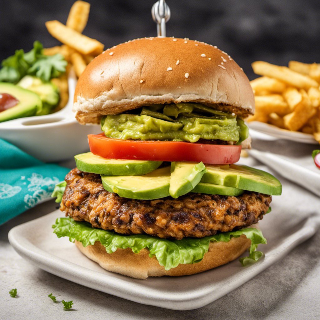 veggie bean burger and fries