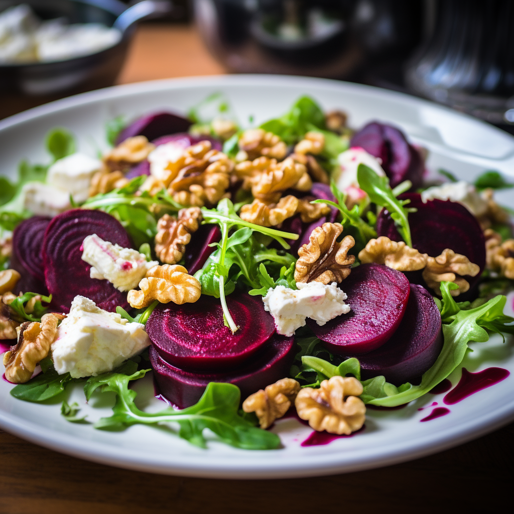 beetroot walnut goats cheese salad