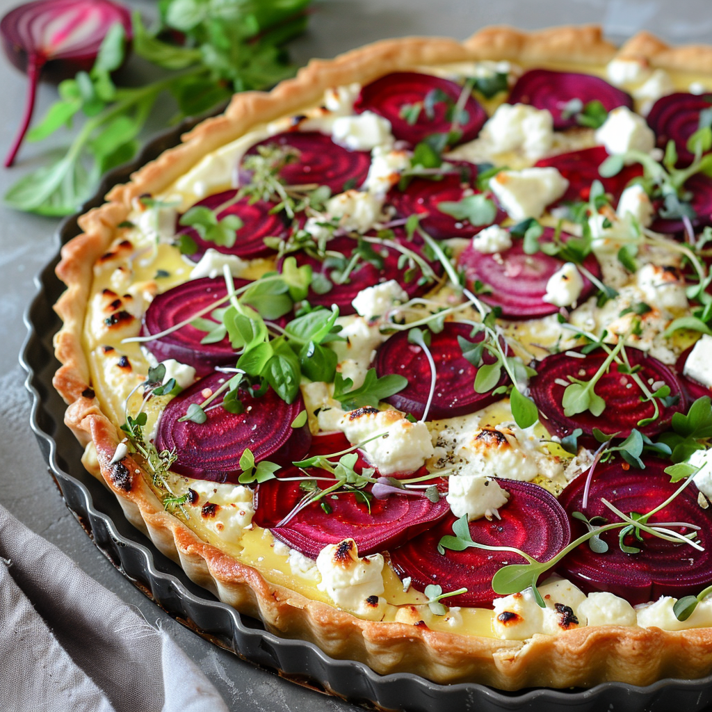 beetroot and goats cheese tart