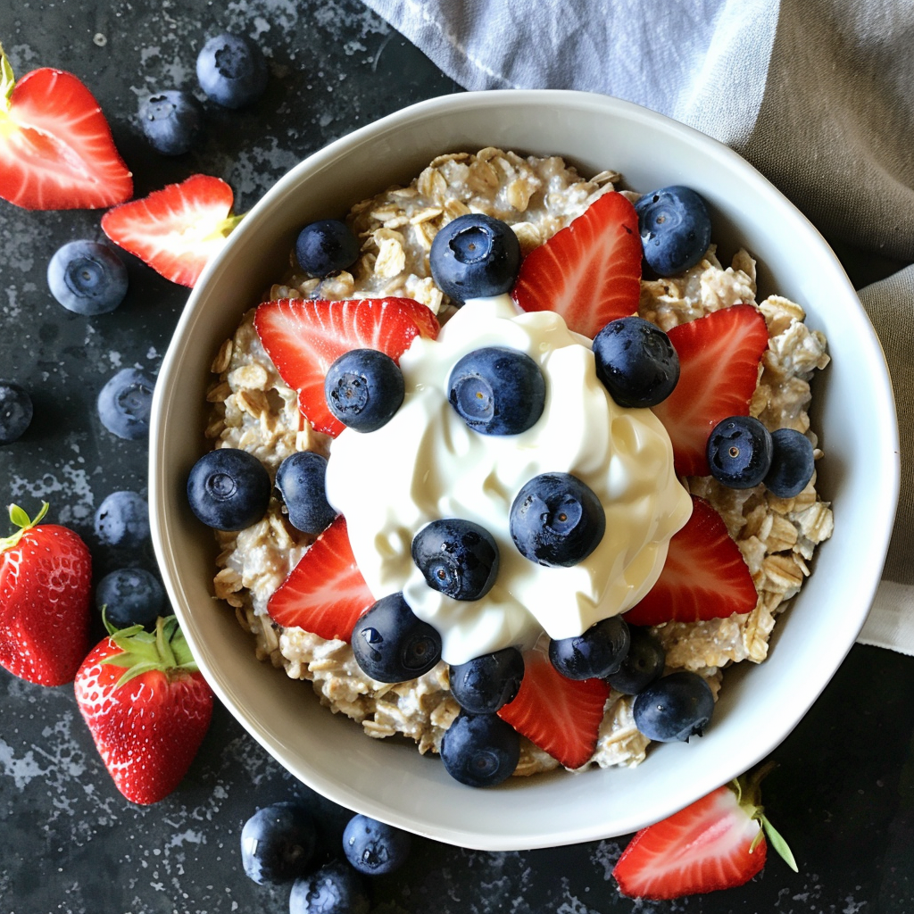 red white blueberry oatmeal