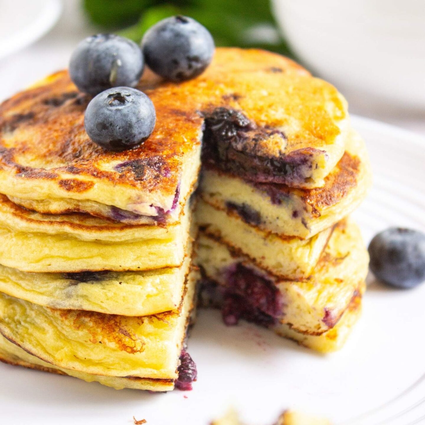 blueberry cottage cheese pancake stack