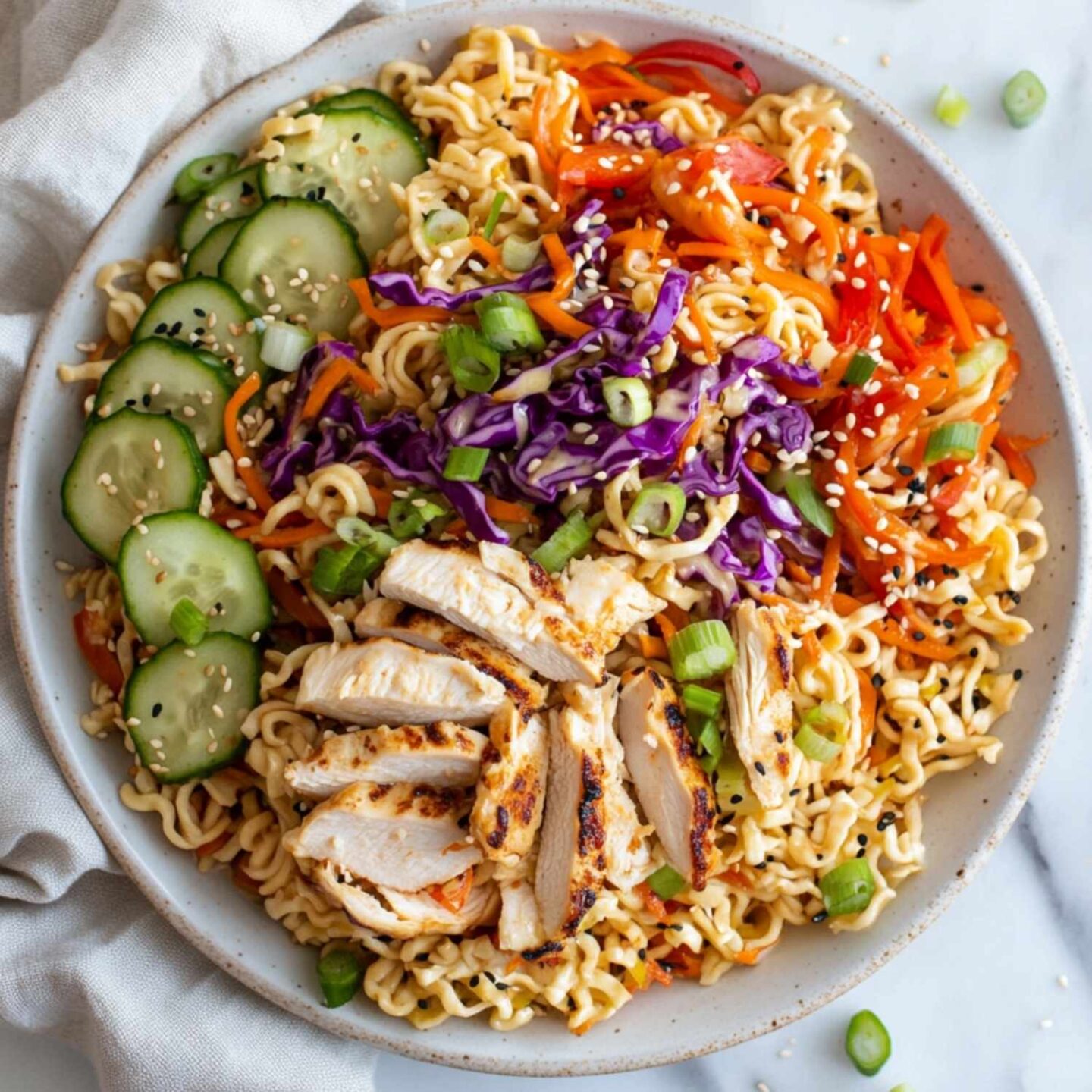 ramen slaw with grilled chicken