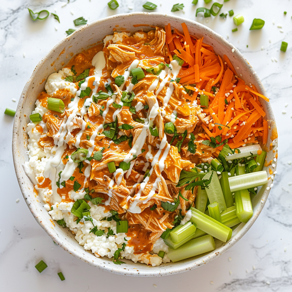 buffalo chicken cottage cheese bowl