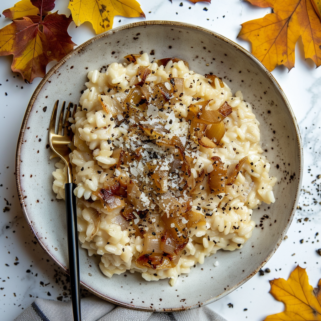 caramelized onion and gruyere risotto