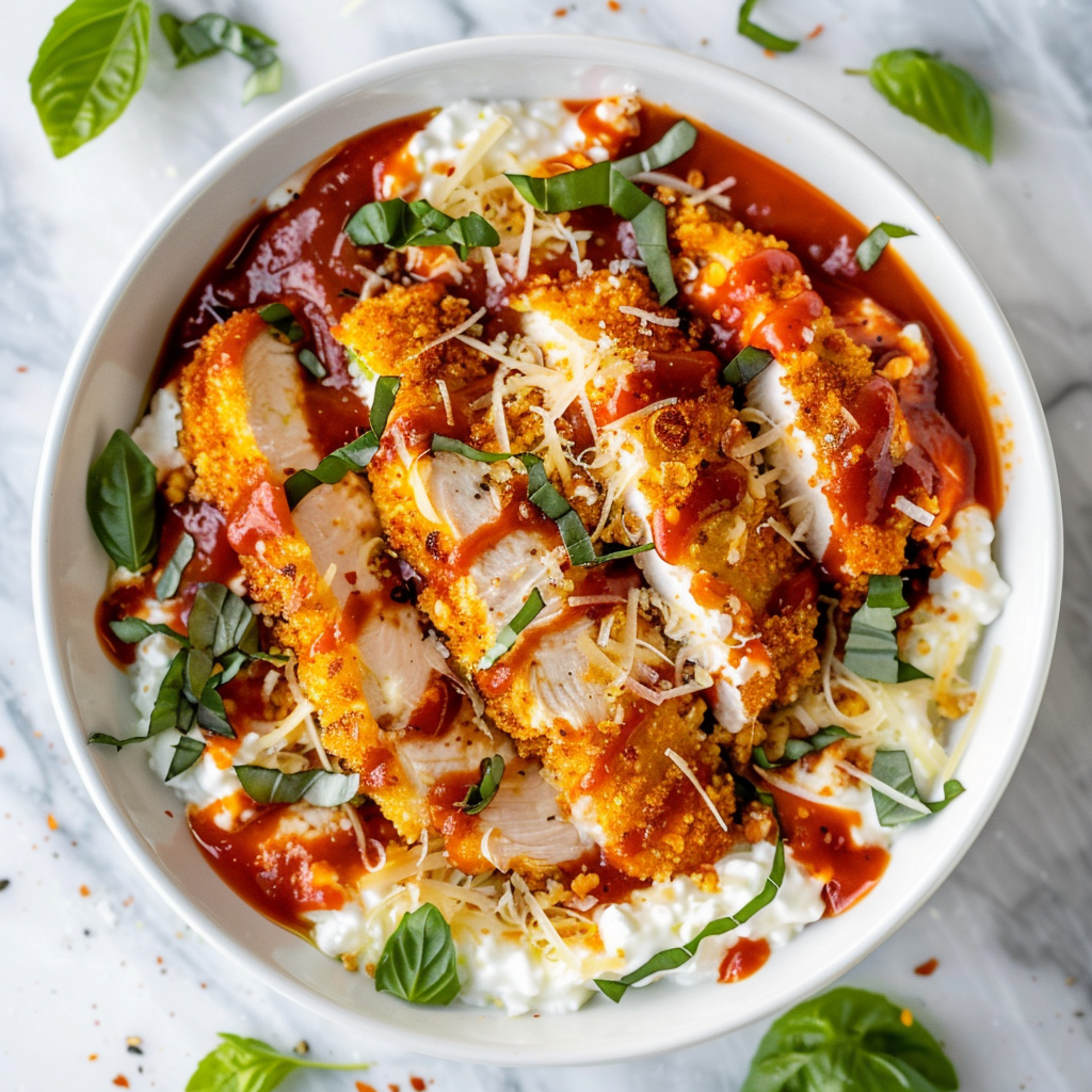 chicken parm cottage cheese bowl