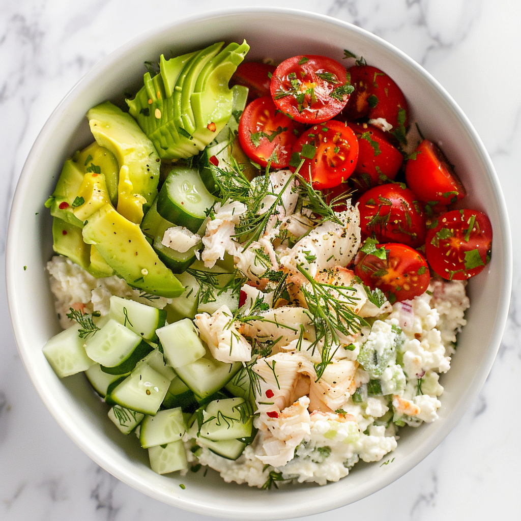 crab cottage cheese bowl