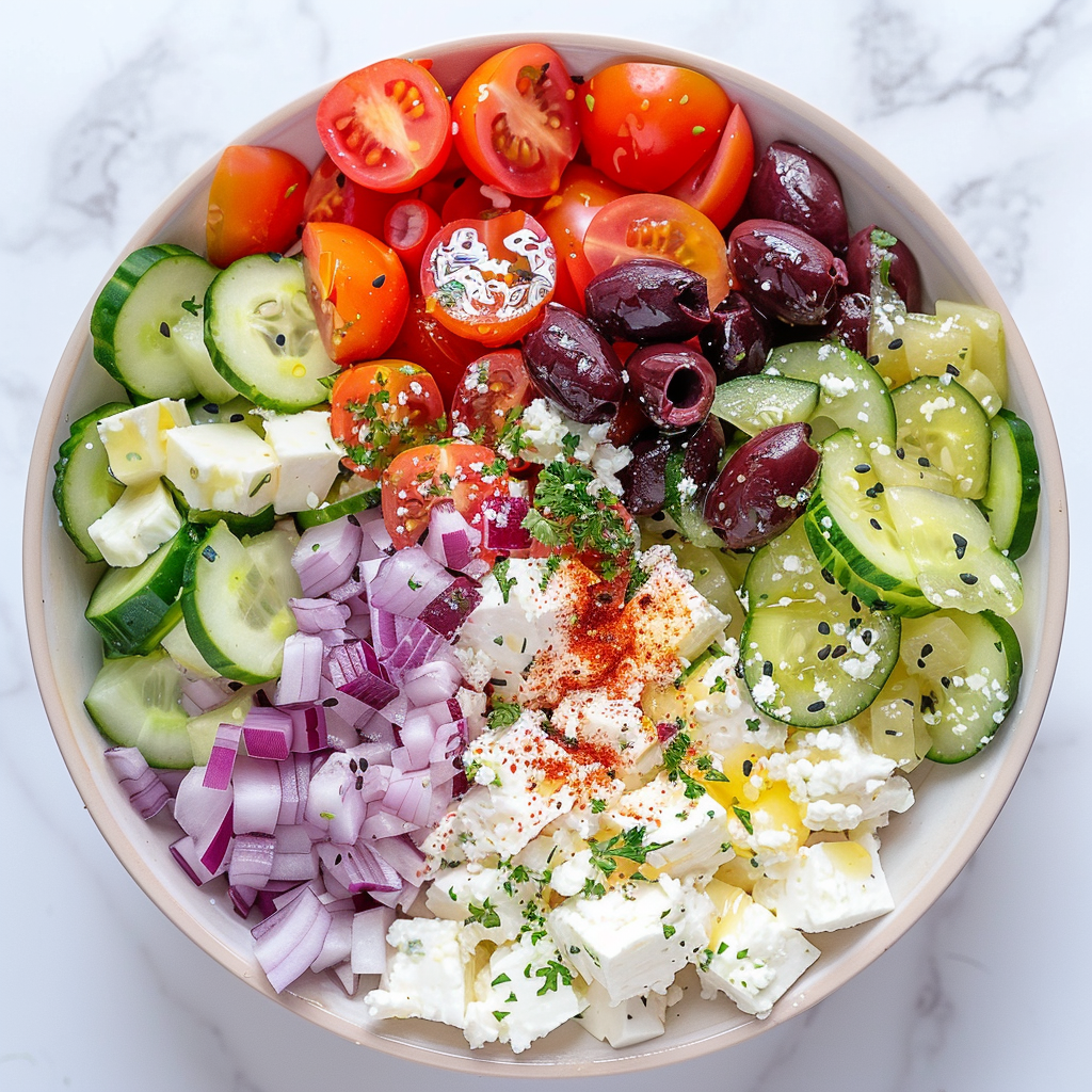 greek salad cottage cheese bowl