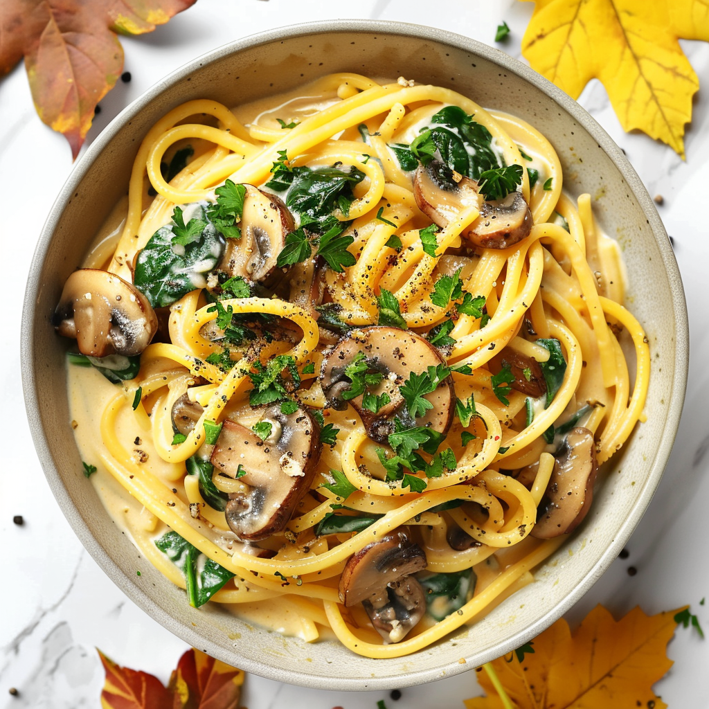 mushroom and spinach pasta
