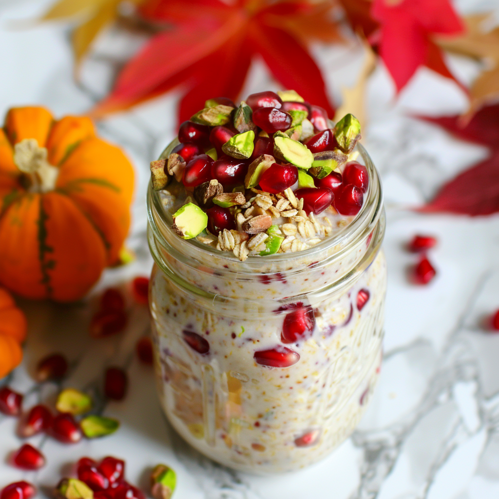 pomegranate pistachio overnight oats