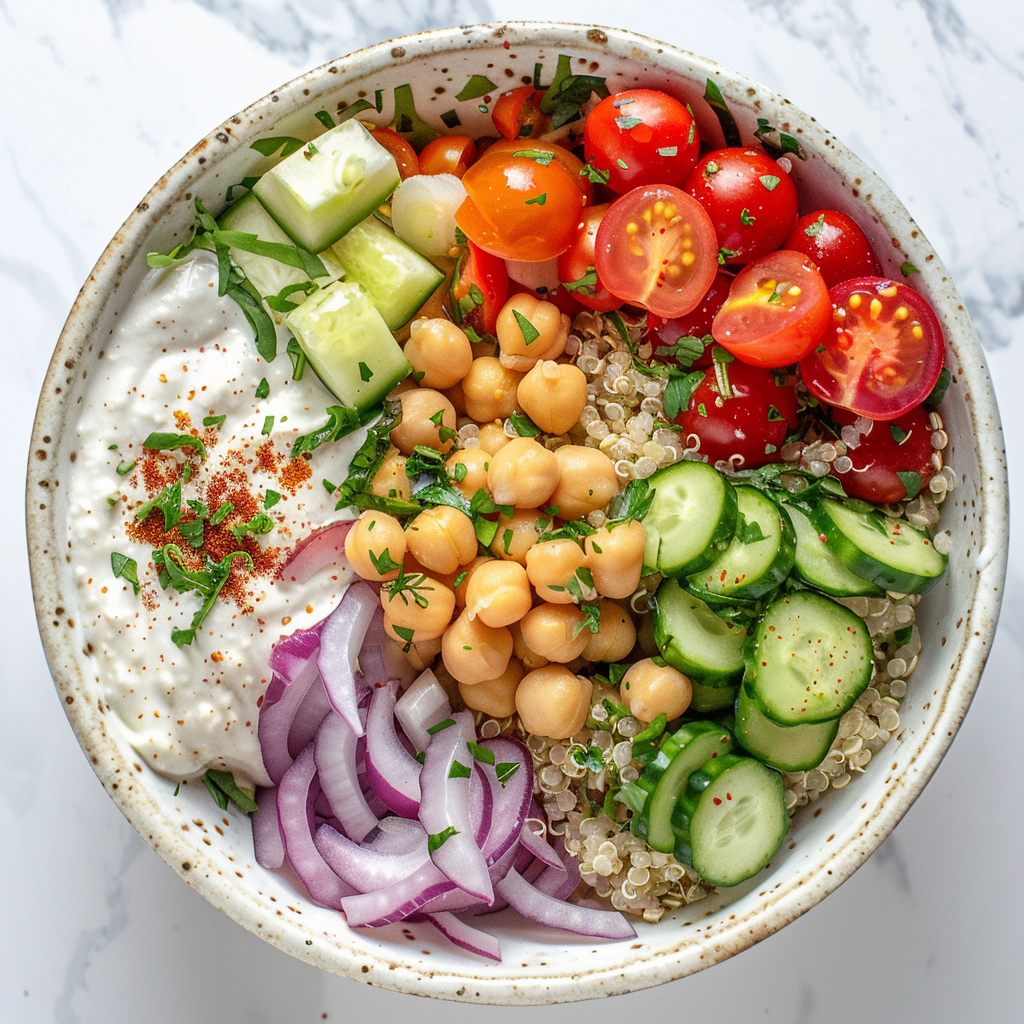 quinoa cottage cheese bowl