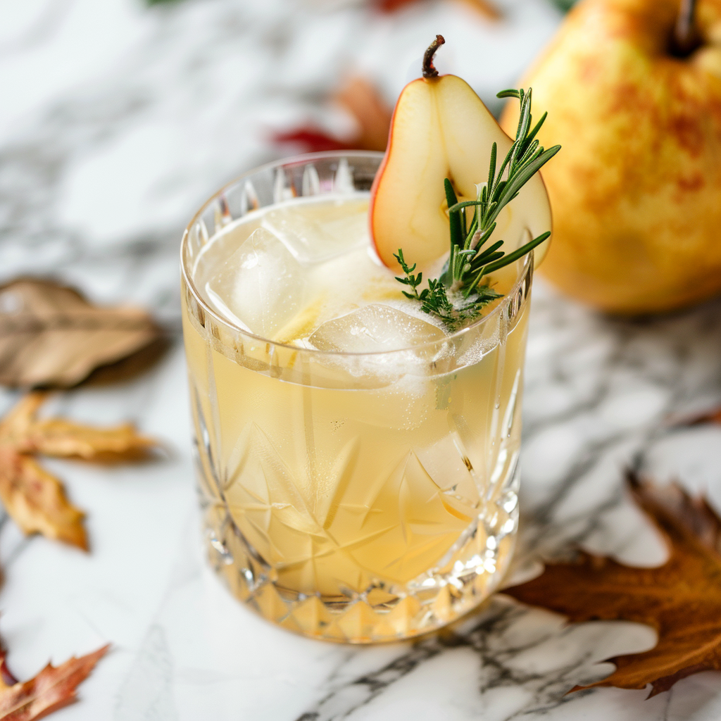 rosemary pear gin cocktail