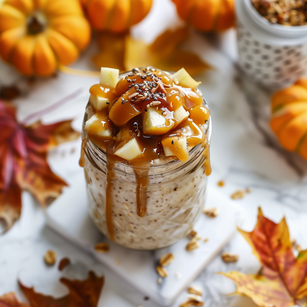 salted caramel apple overnight oats