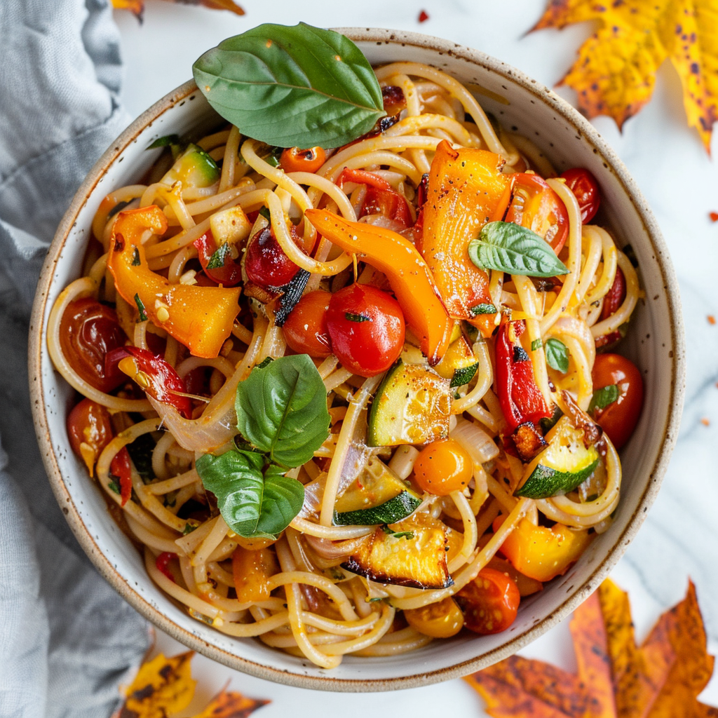 spaghetti with roasted vegetables