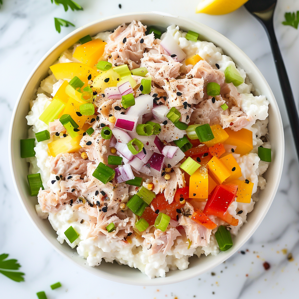 tuna salad cottage cheese bowl