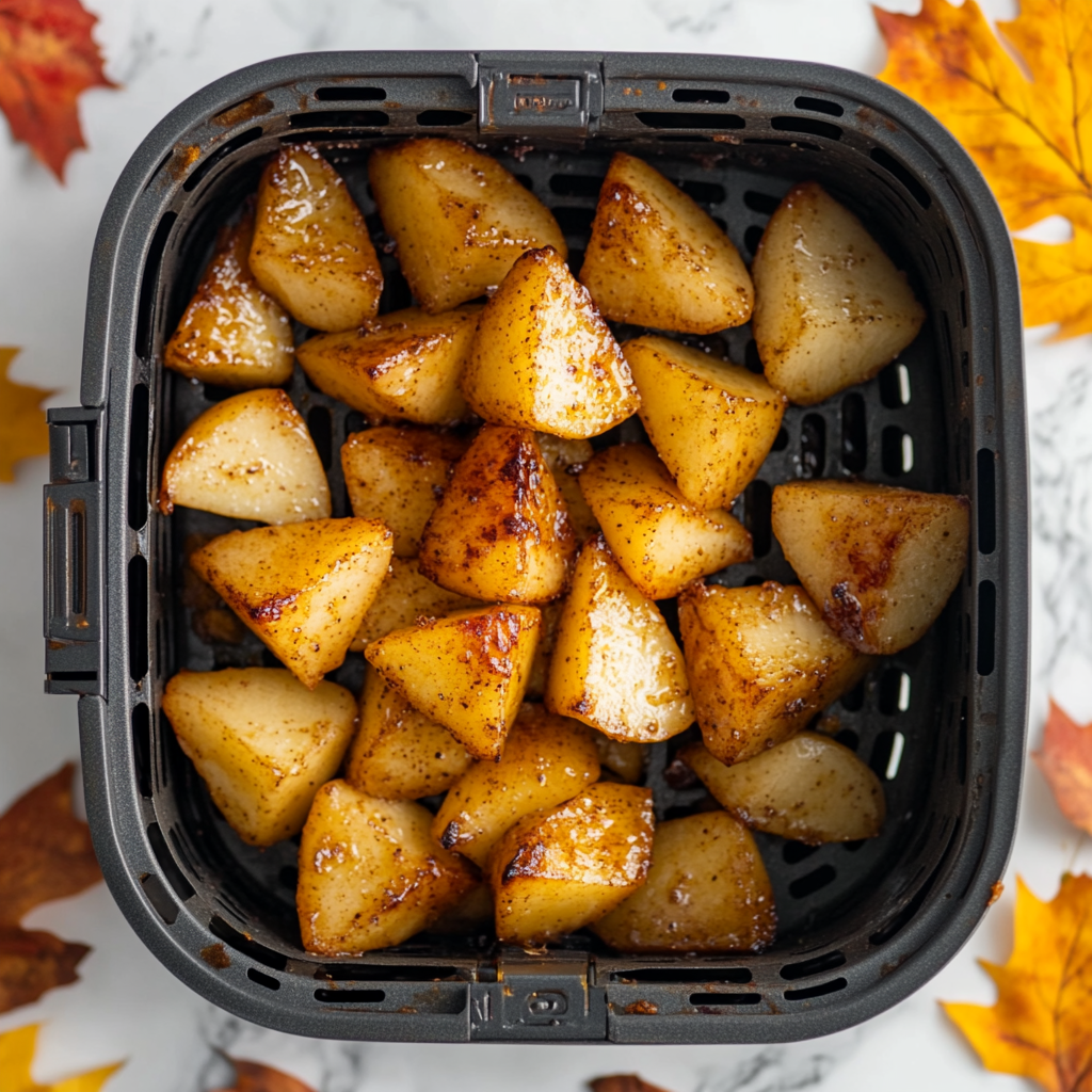 air fryer cinnamon cubed pears