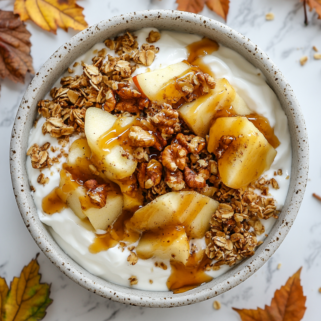 caramel apple yogurt bowl