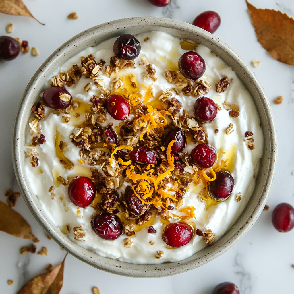 cranberry orange yogurt bowl