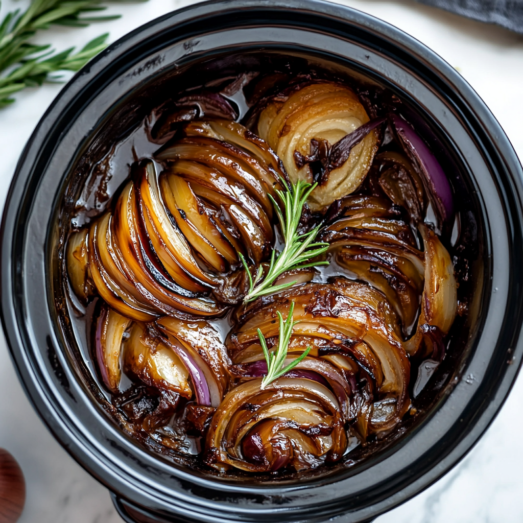 crockpot balsamic glazed caramelized onions