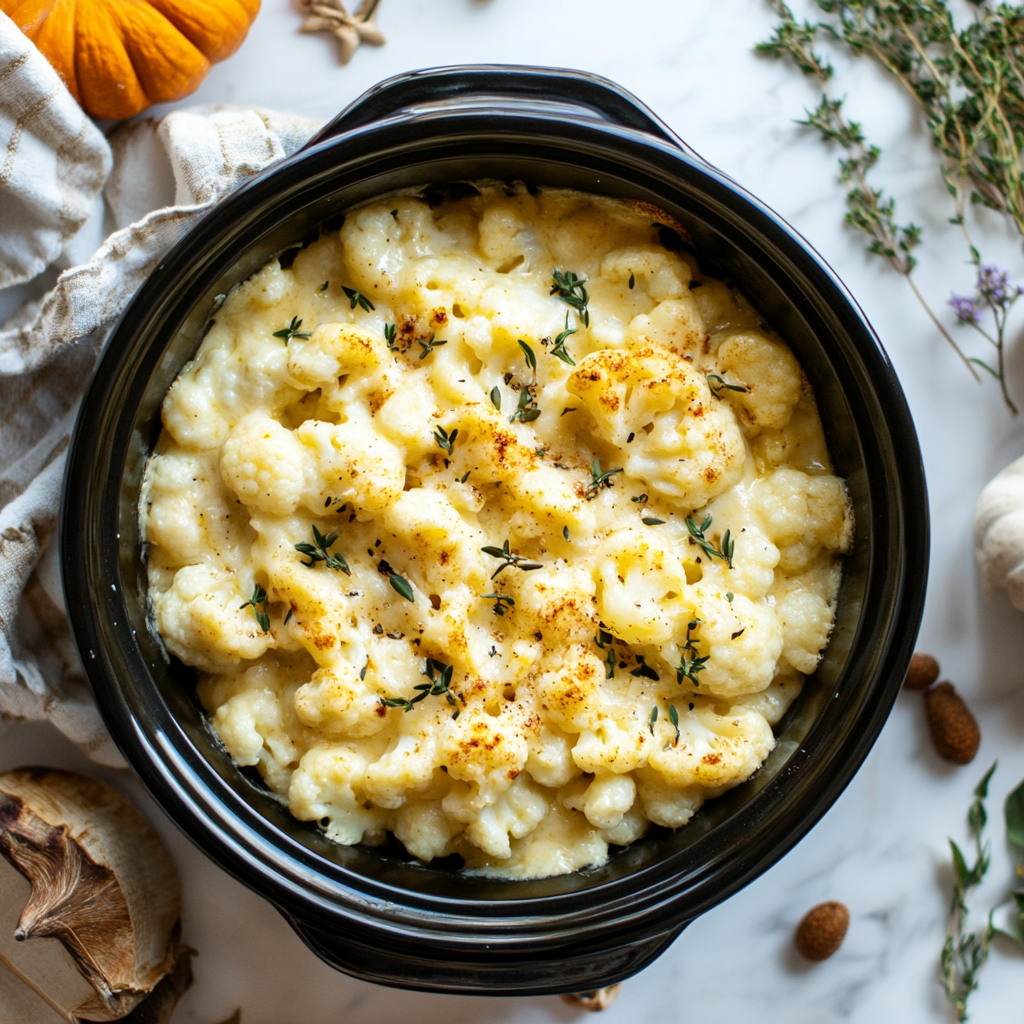 crockpot cheesy cauliflower bake