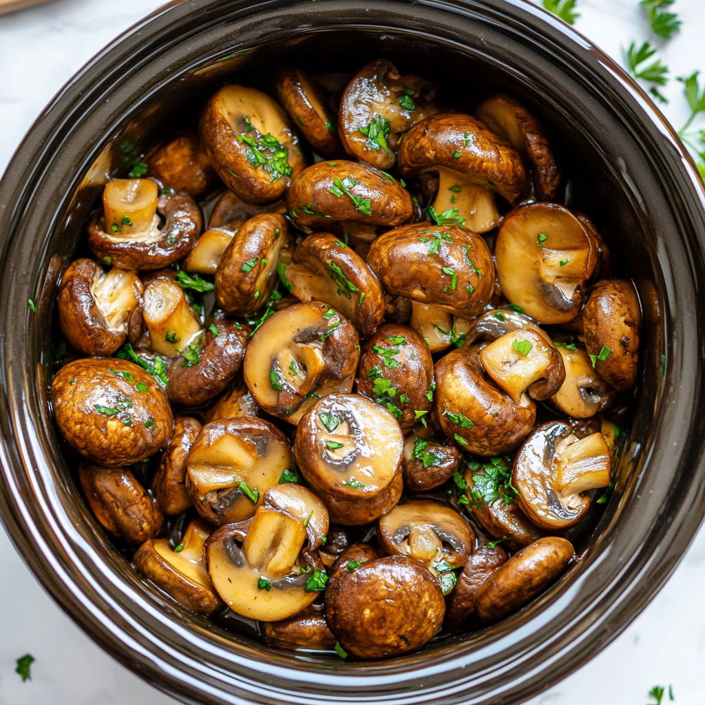 crockpot garlic parmesan mushrooms