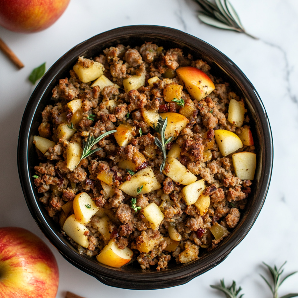 crockpot stuffing with sausage and apple