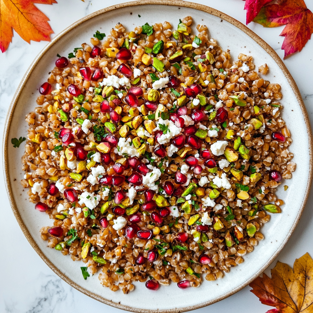 fall farro and pomegranate salad