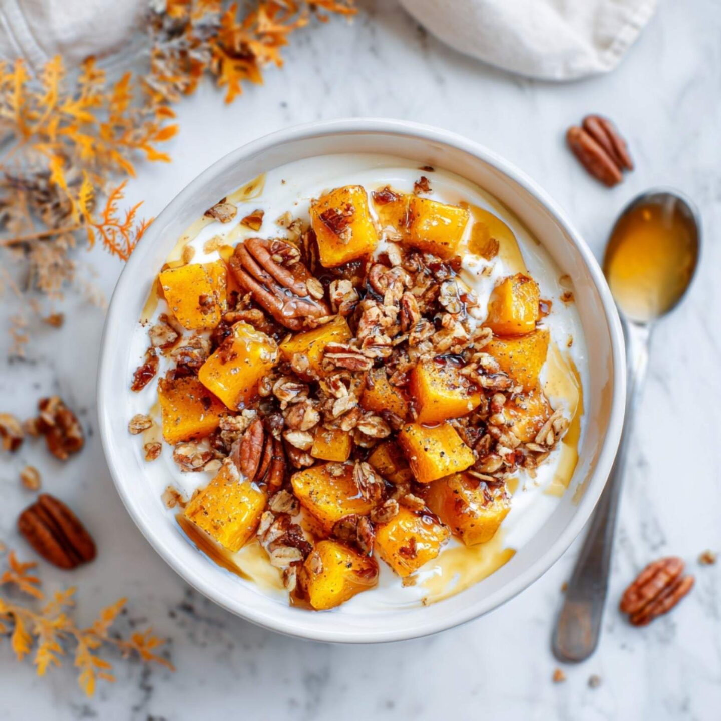 maple squash yogurt bowl