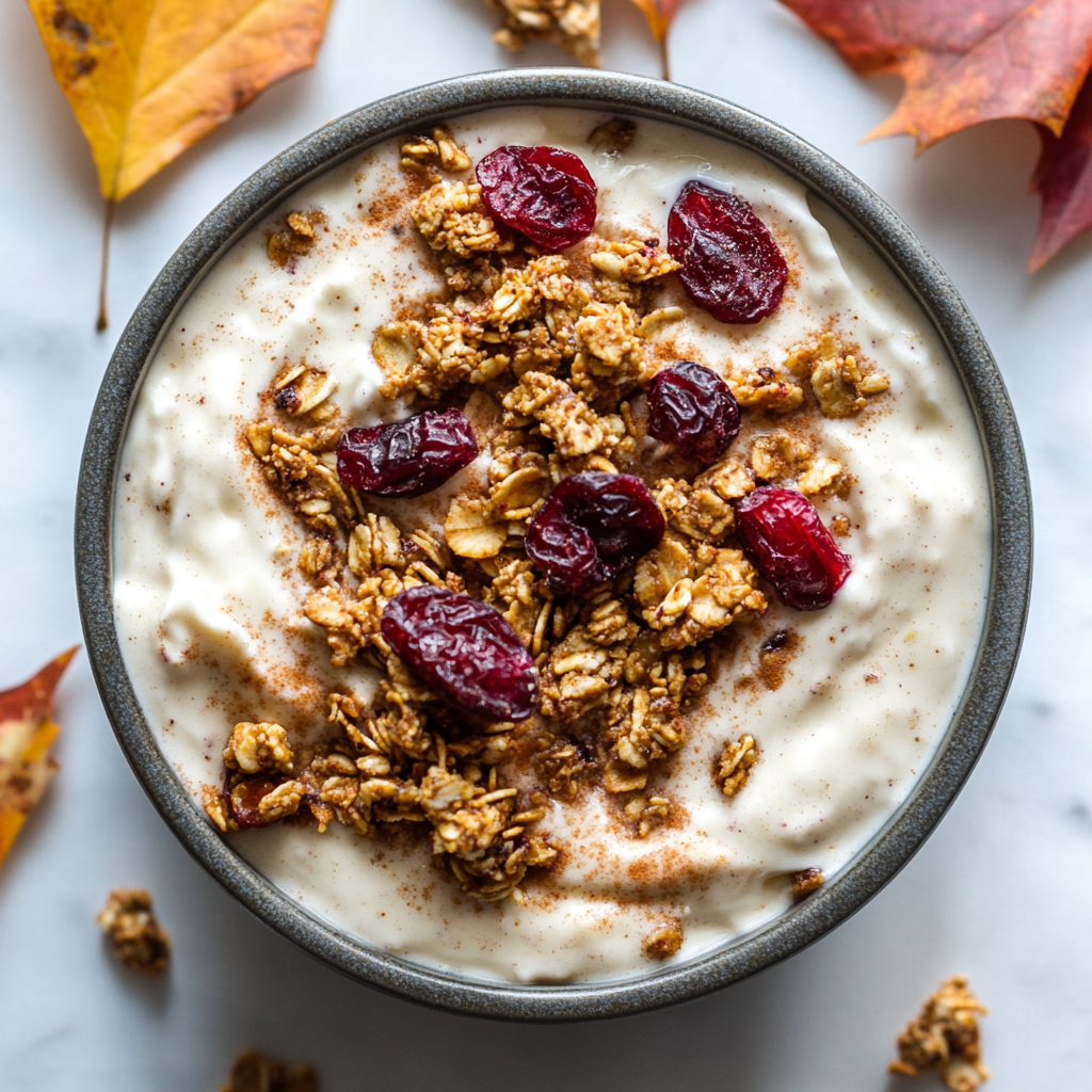 pumpkin cranberry yogurt bowl