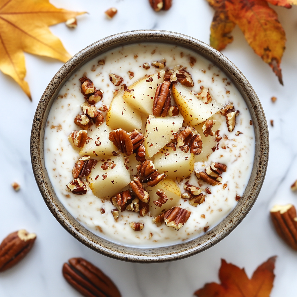 spiced pear and pecan yogurt bowl