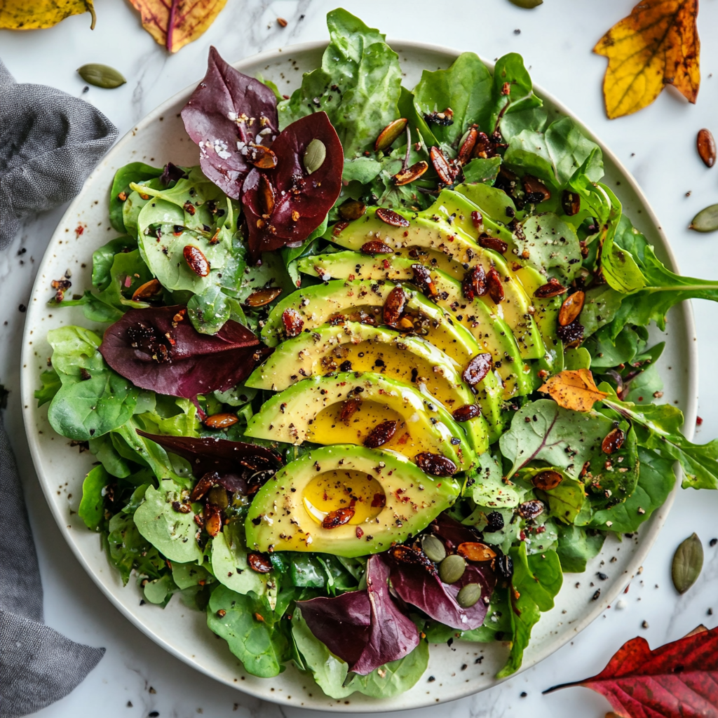 spiced pumpkin seed and avocado salad