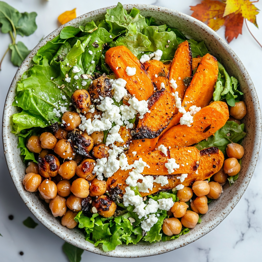 spicy roasted carrot and chickpea salad