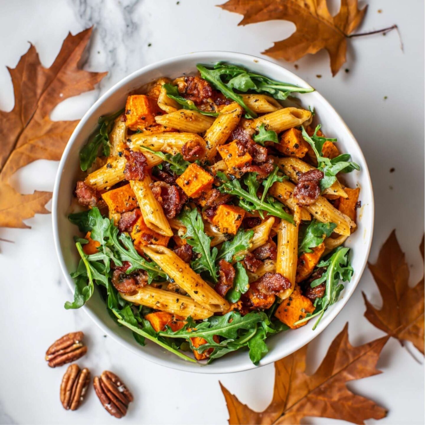 sweet potato and bacon pasta salad