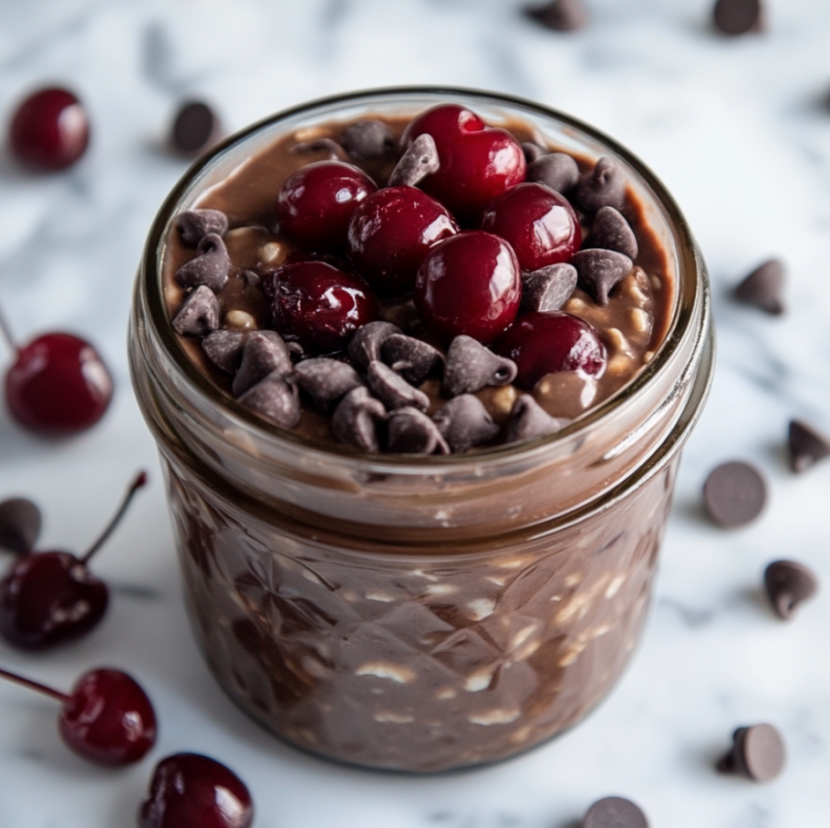 chocolate cherry overnight oats