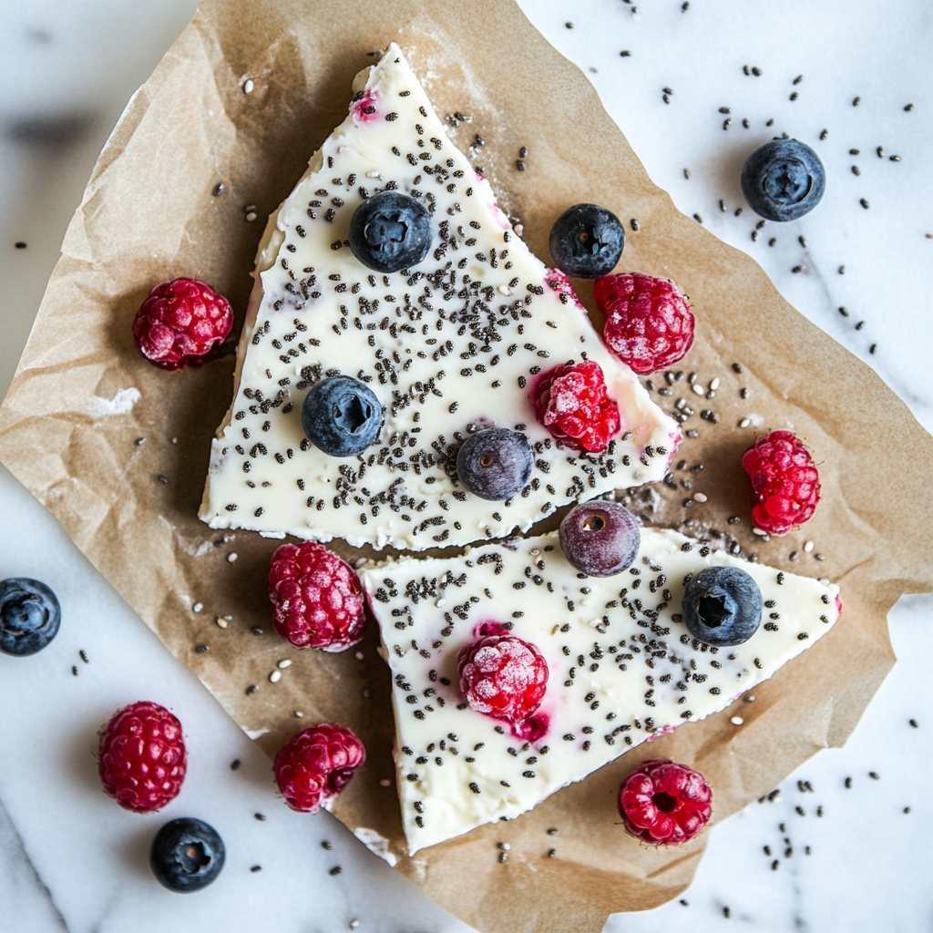 mixed berry and chia seed cottage cheese bark