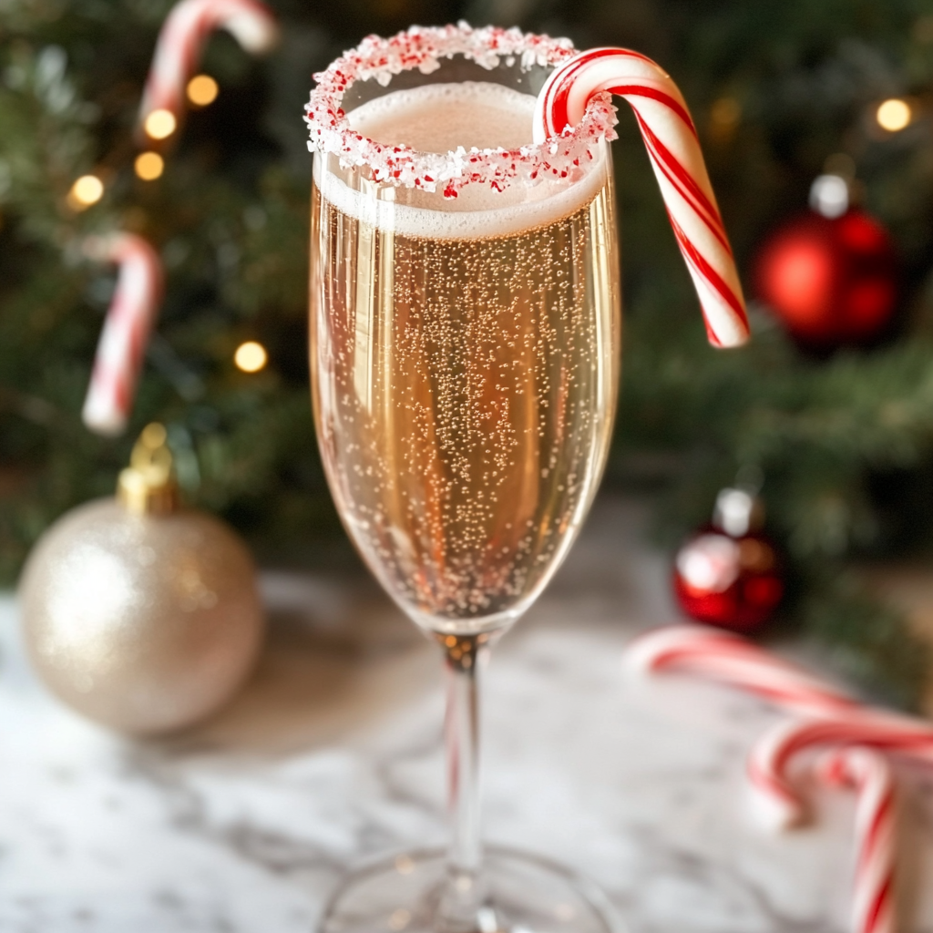 peppermint candy cane champagne cocktail