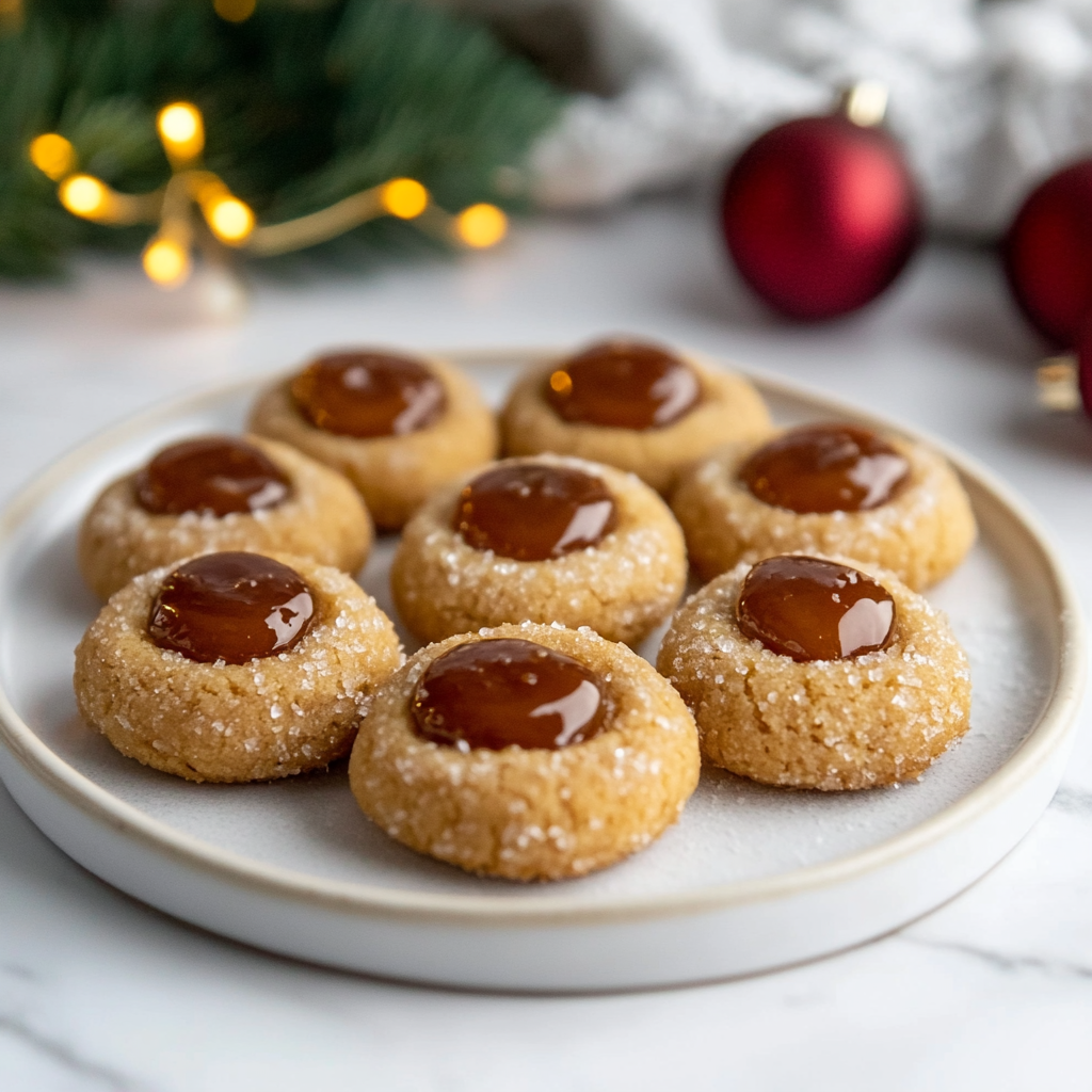 salted caramel thumbprint cookies