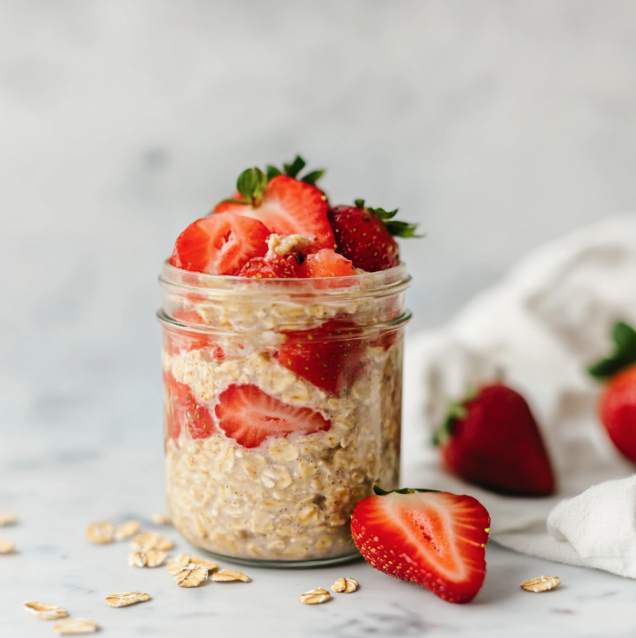 strawberries and cream overnight oats