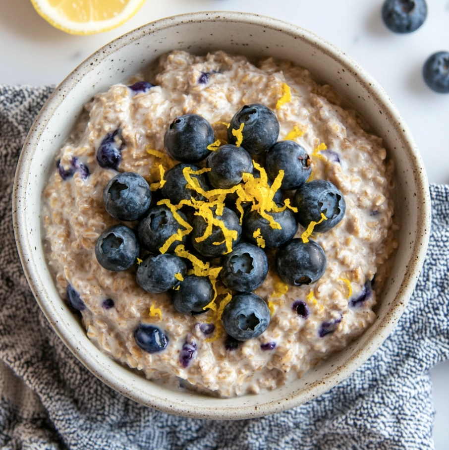 blueberry and lemon zest oatmeal