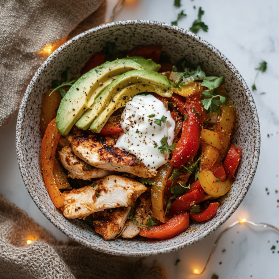 keto chicken fajita bowl